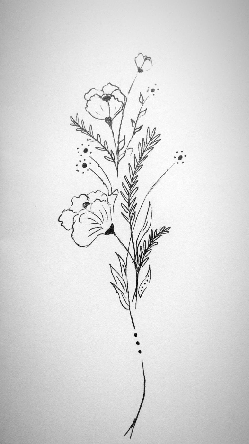 Picture of: Flower drawing  Simple flower tattoo, Flower tattoo, Flower
